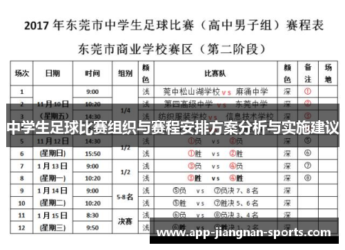 中学生足球比赛组织与赛程安排方案分析与实施建议